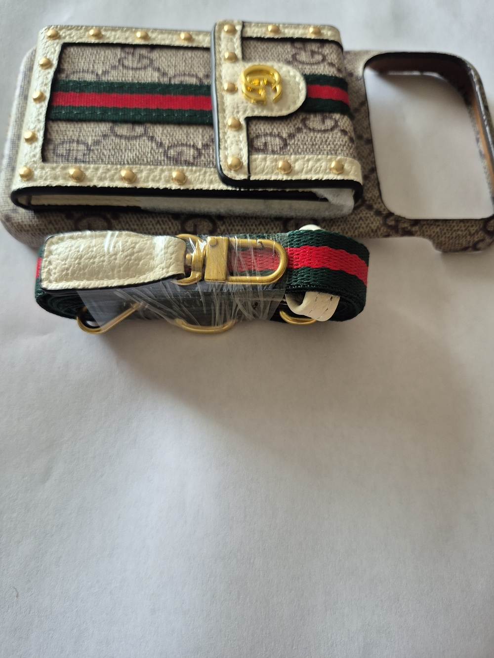 17 pro max Gucci Monogram Stripe Phone Case with Card Pocket - Picture 2 of 6
